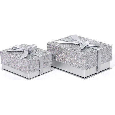ZET servis Dárková krabička Glitter Brick, 20,5 x 15,6 x 9,6 cm, holo stříbrná