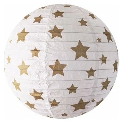AP Lampion papírový bílý s hvězdami 35cm