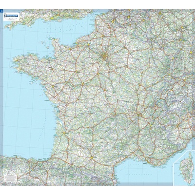 Excart Maps Francie - nástěnná silniční mapa 110 x 100 cm Varianta: bez rámu v tubusu, Provedení: laminovaná mapa v lištách