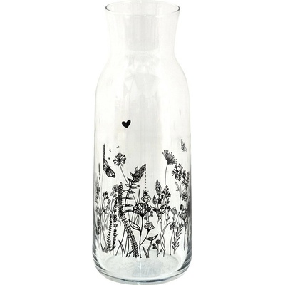 Clayre & Eef Sklenená karafa s kvetinami Flora And Fauna 9 x 25 cm 1000 ml