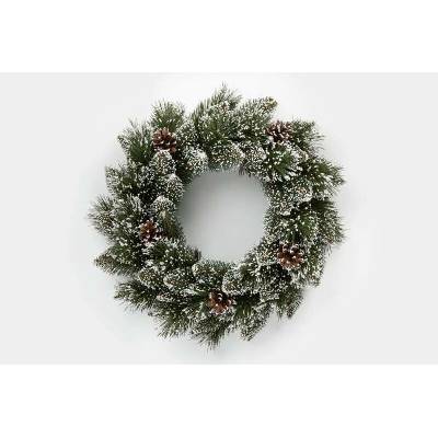 Madona Rosa Orémus Richard Vianočný veniec borovica zamrznutá 40 cm – Prírodný zasnežený adventný veniec