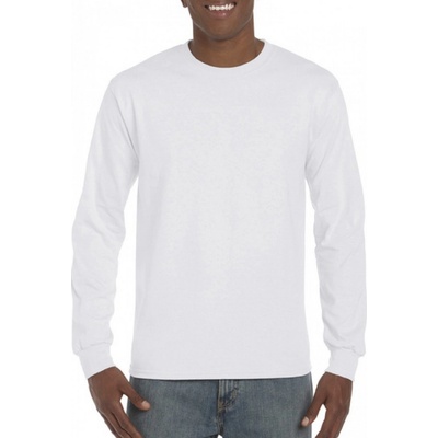Gildan pánské bavlněné tričko Hammer s dlouhým rukávem s manžetami bílá