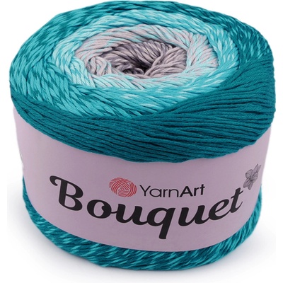 Prima-obchod Bavlněná pletací příze Bouquet 250 g, barva 7 (716) tyrkys šedá