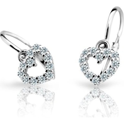 Danfil dětská srdíčka C2157 z bílého zlata s kamínky White zapínání brizura