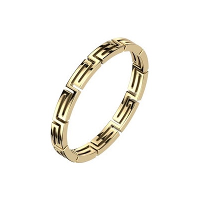 Šperky4U Zlacený ocelový prsten řecký klíč OPR1917