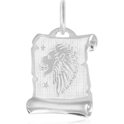 Gemmax Zlatý přívěsek na pergamenu s gravírováním v bílém zlatě znamení LEV GUPWN 58301