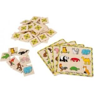 Bigjigs Toys - Дървена игра лото животни (BJ791)