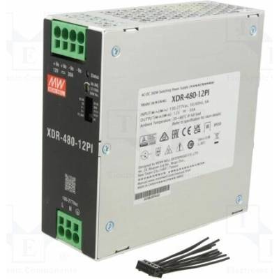 MEAN WELL XDR-480-12PI Napájecí zdroj: spínaný; na lištu DIN; 480W; 12VDC; 0÷30A; OUT: 1