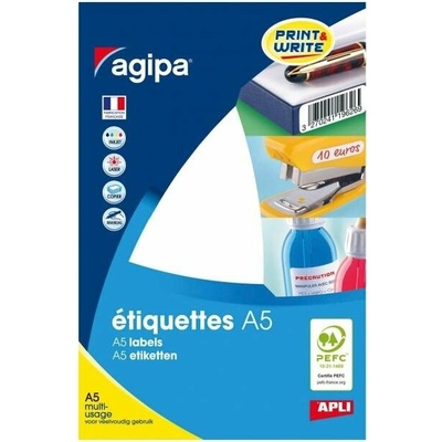 Etikety kruhové 15mm Agipa A5 biele