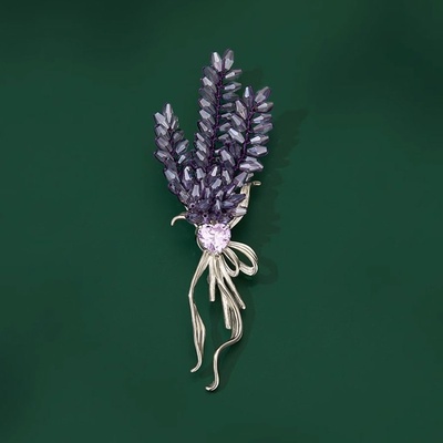 Éternelle luxusní brož ve tvaru levandule B8142-20222911M Fialová