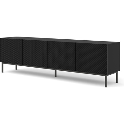 BIM Furniture ТВ шкаф Ravenna C 200 4D диамант MDF, силен гланц, черно (RAVENNATVST200BBF)