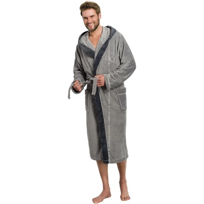 L&L Мъжки халат с качулка в сив цвят GeorgeGeorge SALE - Сив, размер XL