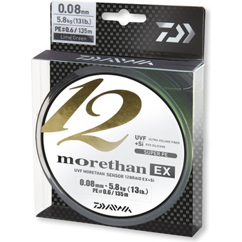 Daiwa šnúra Morethan 12 Braid EX+SI Lime Green 135m 0,08mm 5,8kg