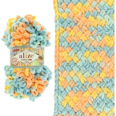 Alize Puffy Fine Color 6314 modro oranžovo žltá