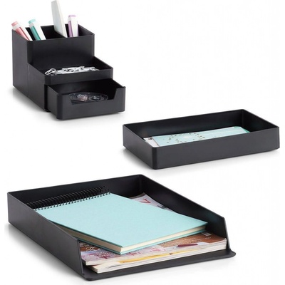Zeller Present Sada 3 plastových organizérů UNTENSIL černý 24 x 32,5 x 18,5 cm – Zboží Mobilmania