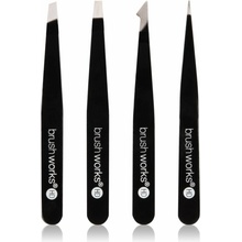 Brushworks The Complete sada pinziet na obočie Black 4 ks
