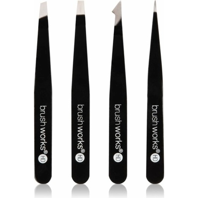 Brushworks The Complete sada pinziet na obočie Black 4 ks