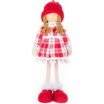 MagicHome Dekorace Vánoce Holčička v károvaných šatech 32 cm