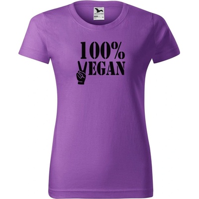 DOBRÝ TRIKO Dámské tričko 100% VEGAN černý potisk Fialová