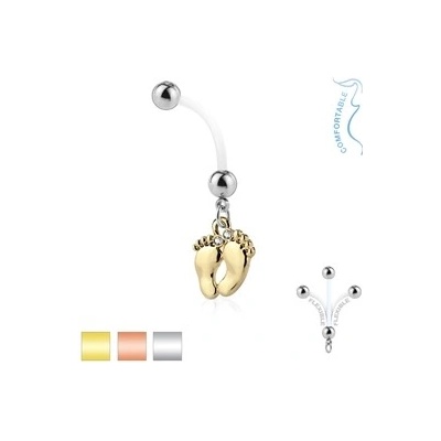 Piercingate Těhotenský piercing do pupíku chodidla PBV00567 stříbrná