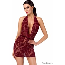 Noir Handmade F385 Kink Royal Cascade Mini Dress Burgundy