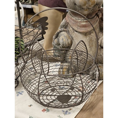 Hnědý drátěný dekorační košík králík Bunny Ø 20*12 cm – Zboží Dáma
