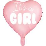 PartyDeco Балон от фолио розово сърце - It's a girl