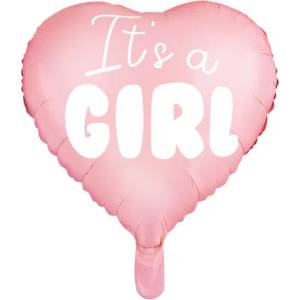 PartyDeco Балон от фолио розово сърце - It's a girl