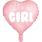PartyDeco Балон от фолио розово сърце - It's a girl