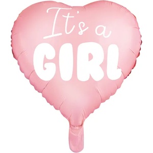 PartyDeco Балон от фолио розово сърце - It's a girl