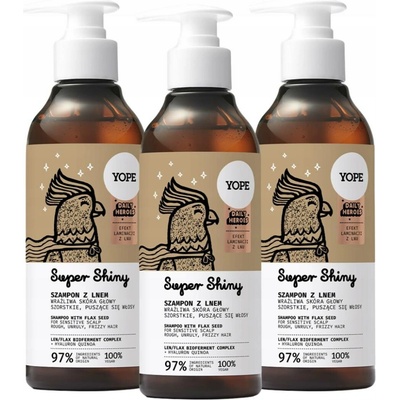 Yope Super Shiny vyhlazující Šampon na Vlasy 3 x 300 ml