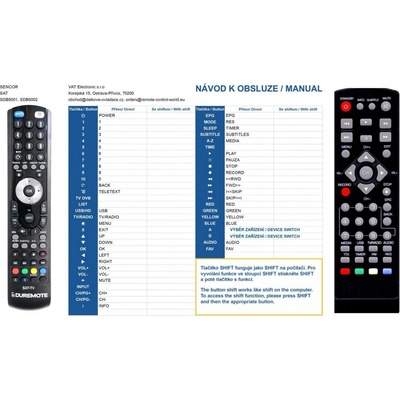 Dálkový ovladač General Sencor SDB-5001T2, SDB-5002T2, SDB-5003T, SDB5104TD, SDB-550T