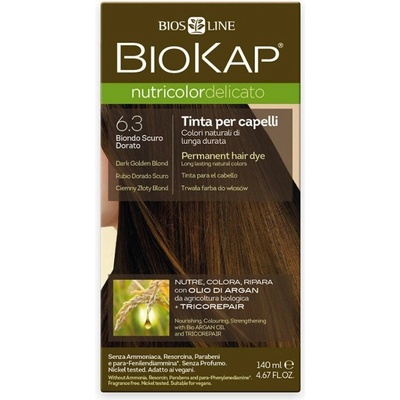 Biokap NutriColor permanentní barva na vlasy s arganovým olejem 6.3 Dark Golden Blond Tricorepair Complex 140 ml