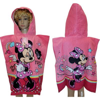 Carbotex Dětské dívčí plážové pončo osuška s kapucí Minnie Mouse Disney 50 x 110 cm