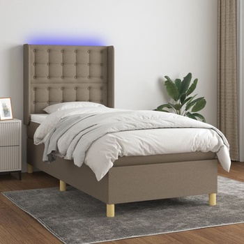 vidaXL Боксспринг легло с матрак и LED, таупе, 90x200 см, плат (3139169)