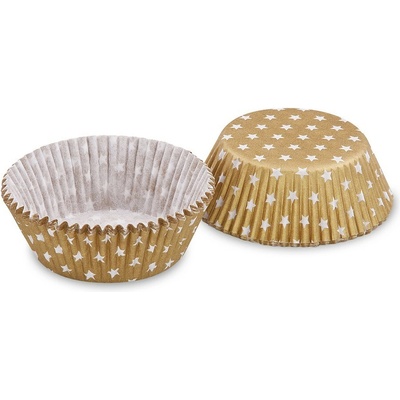 Wimex cukrářský košíček Hvězdy bílo-zlaté 50x30 mm 40 ks