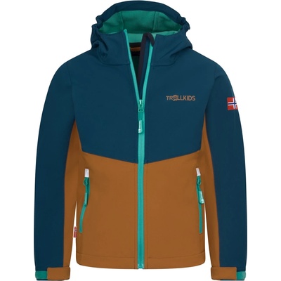 TROLLKIDS Детско софтшел яке Trollkids Kid's Kristiansand Jacket Softshell jacket - Midnight Forest / Caramel - размер 140 (EU) (703-2543-1518)