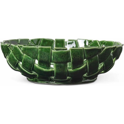 Ferm Living Keramická misa Plait Bowl emerald green 30 cm
