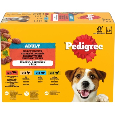 Pedigree Adult kura & jahňa & hydina & hovädzie v želé 12 x 100 g