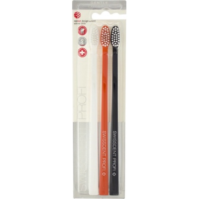 Swissdent Profi Gentle Trio Zubná kefka White, Black, Orange 3 ks