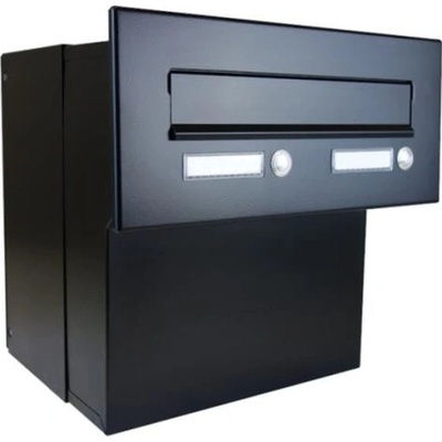 DOLS F-042 ČD-3 RAL9005 - poštová schránka na zamurovanie, s 2x menovkou a 2x zvončekovým tlačidlom, čierna