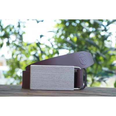 Wood Style opasek Hranatý Šedé hedvábí Hnědá