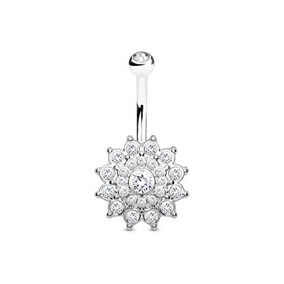 Šperky4U piercing do pupíku čiré kamínky WP01086
