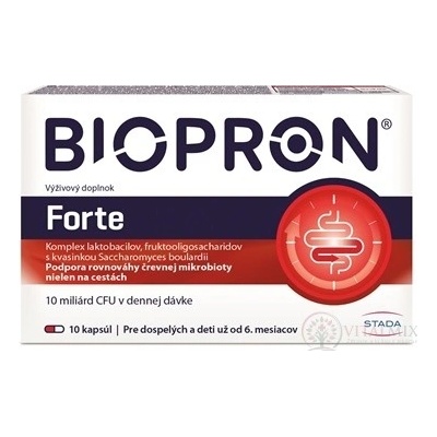 Biopron Forte probiotika + prebiotika na cesty nebo při průjmu 10 tobolek