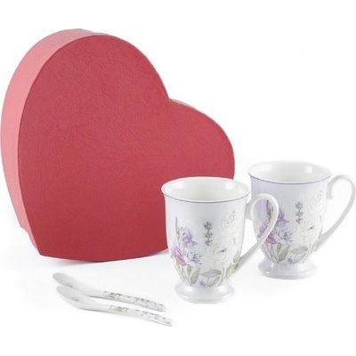 Home Elements dvoch porcelánových hrnčekov s lyžičkami Levanduľa 280 ml