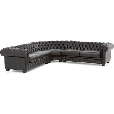 SOB Nábytek Sedací souprava pravá kůže Chesterfield III hnědá F0A00000802W