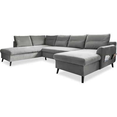 Светлосиво U-образно разтегателно канапе от кадифе, ляв ъгъл Stylish Stan - Miuform (Stylish Stan HAEECL-2Q-LCBKR OTT4)