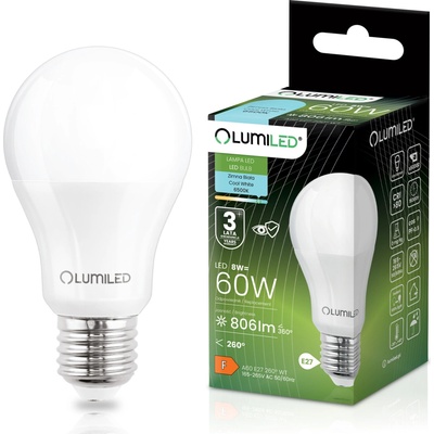 Lumiled LED žiarovka E27 A60 8W = 60W 806lm 6500K Cold 260°
