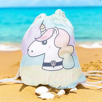 Практична кърпа-раница с картинка на еднорог