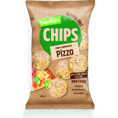 Benlian Rice Chips chipsy z kukuřice a hnědé rýže s příchutí pizzy 60 g